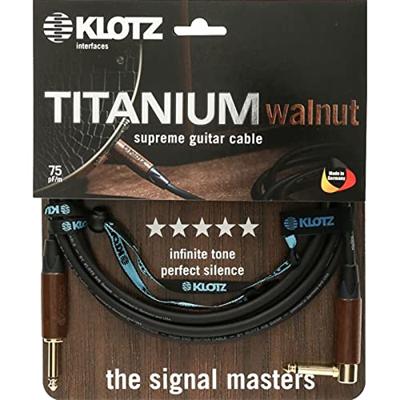 Klotz TIW0300PR Titanium walnut gitaarkabel 2p 6.35mm verguld haaks-recht 3m
