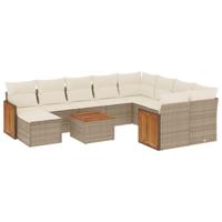 11-delige Tuinset met kussens poly rattan beige - thumbnail