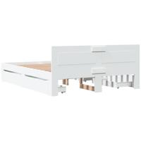 Bedframe met hoofdeinde bewerkt hout wit 150x200 cm - thumbnail