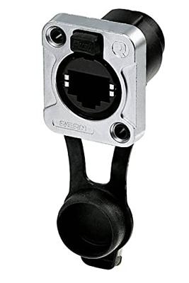 Rean AV RJ45-doorvoer-inbouwbus, IP65, zwart verchroomde D-behuizing RRE8F-Z-001-1 Bus, recht 1 stuk(s)