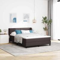 Boxspringbed met matras Donkerbruin 160 x 200 cm Stof - thumbnail
