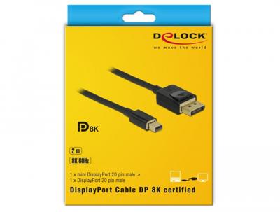 Delock 84928 Mini DisplayPort naar DisplayPort-kabel 8K 60 Hz 2 m DP 8K gecertificeerd Delock 84928 Mini DisplayPort naar DisplayPort-kabel 8K 60 Hz 2 m DP 8K gecertificeerd