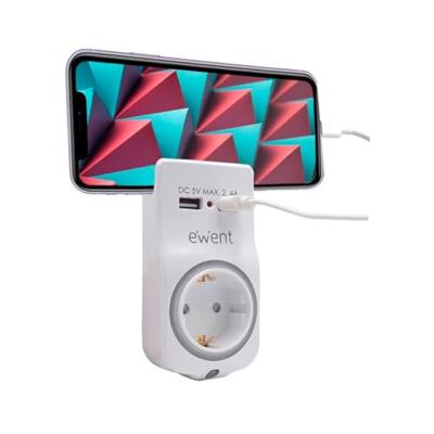 Wandstopcontact met 2 USB-Poorten Ewent EW1225 16A 3680 W Wit 10 W