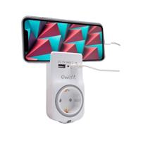 Wandstopcontact met 2 USB-Poorten Ewent EW1225 16A 3680 W Wit 10 W - thumbnail
