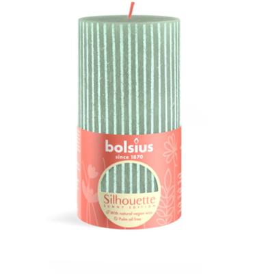 Bolsius Silhouette Stompkaars Jadegroen Met Print 13x6,8 cm