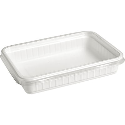 Bak | PS | 500ml | incl. Deksel | kilobak | 183x134x35mm | wit/transparant | 150 stuks