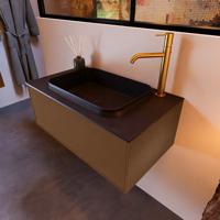 Badkamermeubelset Mondiaz Erin 80 cm met 1 Lade met RIDGE Wastafel Midden Urban met 1 kraangat Greeploos Mat Rust - thumbnail