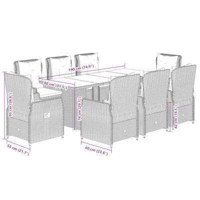 9-delige Tuinset poly rattan zwart - thumbnail