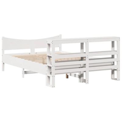 Bedframe met hoofdbord massief grenenhout wit 140x190 cm