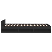Bedframe met lades bewerkt hout zwart 150x200 cm - thumbnail