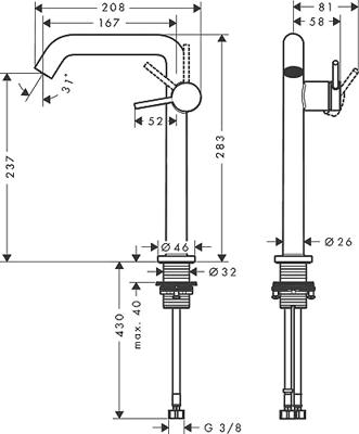 Hansgrohe Tecturis S 240 Fine CoolStart ééngreeps wastafelmengkraan met PushOpen, Brushed Bronze - thumbnail