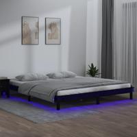 Bedframe LED massief hout zwart 200x200 cm - thumbnail