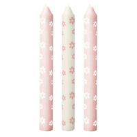 Gepimpte dinerkaars roze met bloemen - thumbnail