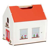 Goki houten draagbaar poppenhuis met accessoires - thumbnail