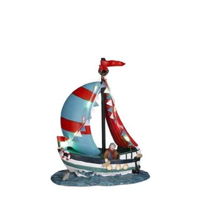 Sailboat battery operated l14,5xb8,5xh18cm Kerst Luville - Luville