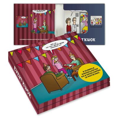 Kwok HET PAKT HELEMAAL VERKEERD UIT Wenskaarten 8 Stuks Kwok HET PAKT HELEMAAL VERKEERD UIT Wenskaarten 8 Stuks