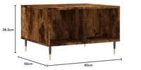 Salontafel 60x50x36,5 cm bewerkt hout gerookt eikenkleurig - thumbnail