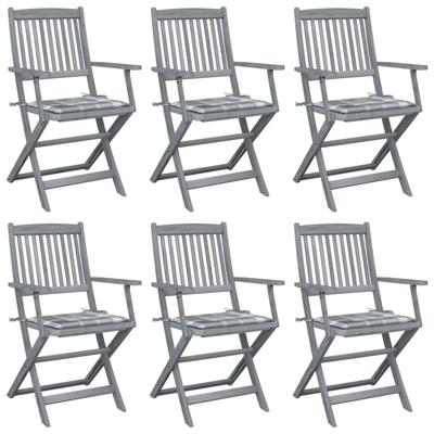 Tuinstoelen 6 st inklapbaar met kussens massief acaciahout