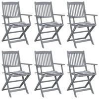 Tuinstoelen 6 st inklapbaar met kussens massief acaciahout - thumbnail