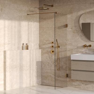 BRAUER Void inloopdouche helder glas 50x200 incl. glascoating PVD goud geborsteld BRAUER Void inloopdouche helder glas 50x200 incl. glascoating PVD goud geborsteld