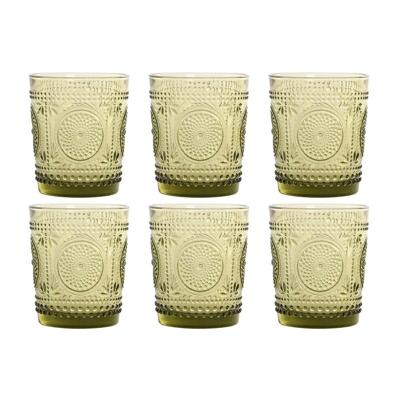 Glazenset Home ESPRIT Groen Kristal Met reliëf 310 ml (6 Stuks)