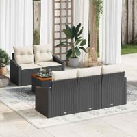 Tuinbankenset met kussen 6 pcs Zwart poly rattan - thumbnail