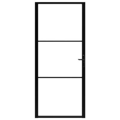 VidaXL Binnendeur 102,5x201,5 cm esg-glas en aluminium zwart
