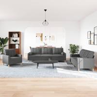 3-delige Loungeset met sierkussens stof donkergrijs - thumbnail