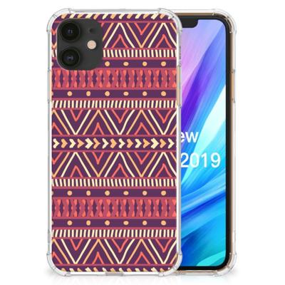 Apple iPhone 11 Doorzichtige Silicone Hoesje Aztec Paars Apple iPhone 11 Doorzichtige Silicone Hoesje Aztec Paars