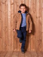 Omkeerbaar gewatteerd jongensjack met capuchon en sherpa mokka - thumbnail