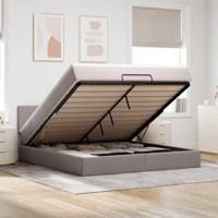 Ottoman bed met matras 180x200cm stof taupe - thumbnail