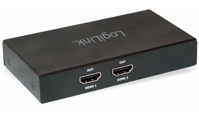 LogiLink Kabel 2 poorten Mini DisplayPort-splitter Ultra HD-geschikt 3840 x 2160 Pixel Zwart