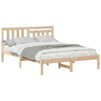 Bedframe met hoofdeinde Bruin 140 x 190 cm Massief grenenhout - thumbnail