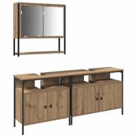 Badkamermeubelset met plank met opslag 3 pcs Bruin Bewerkt hout - thumbnail