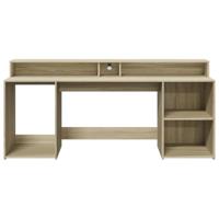 Bureau met LED-verlichting 200x55x91 cm hout sonoma eikenkleur - thumbnail
