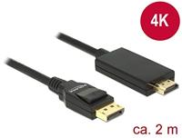 Delock 85317 DisplayPort-kabel DisplayPort / HDMI Aansluitkabel DisplayPort-stekker, HDMI-A-stekker 2 m Zwart Vergulde steekcontacten, Verdraaid, Afgeschermd - thumbnail
