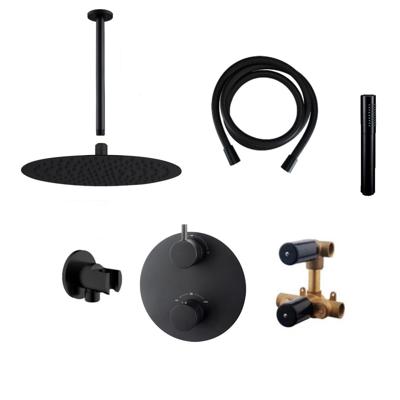 Wiesbaden Inbouw Regendouche Set Caral Rond Plafonduitloop Mat Zwart