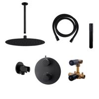 Wiesbaden Inbouw Regendouche Set Caral Rond Plafonduitloop Mat Zwart PVD Coating - thumbnail