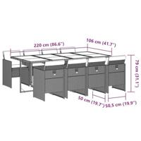 9-delige Tuinset met kussens poly rattan gemengd beige - thumbnail