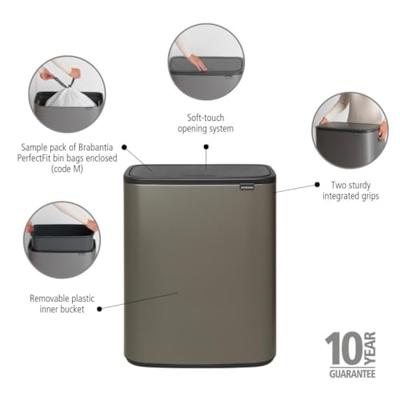Brabantia Bo touch bin 60 liter platinum