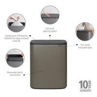 Brabantia Bo touch bin 60 liter platinum - thumbnail