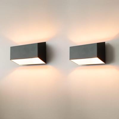 2x Ara nero oro by LUSENZ - Langwerpige wandlamp met up and downlight, matzwarte coating en goudkleurig interieur
