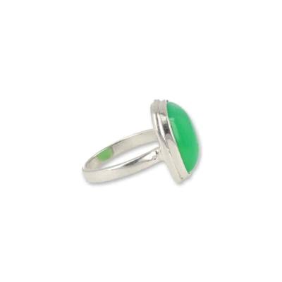 Chrysopraas Ring in Zilver - Bijgekleurd - (Model 1 - Maat 17,5)