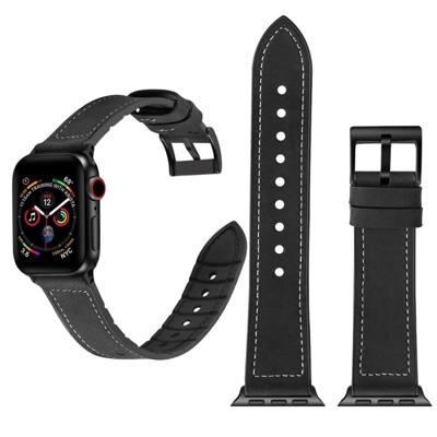 Effen kleur TPU + roestvrijstalen horlogeband voor Apple Watch serie & 40mm/3 & 2 & 1 38mm (zwart)