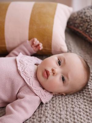 Babypakje met gebreide bloomer en panty's zachtpaars