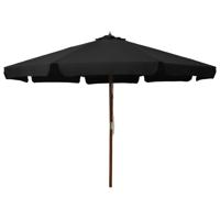 VidaXL Parasol met houten paal 330 cm zwart - thumbnail