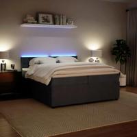Boxspring met matras fluweel donkergrijs 200x200 cm - thumbnail