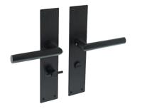 Intersteel Deurkruk Jura Hoek 90° op schild met toilet-/badkamersluiting 63/8 mm - mat zwart - thumbnail