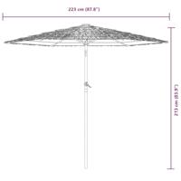 Parasol met stalen paal 223x223x213 cm blauw - thumbnail