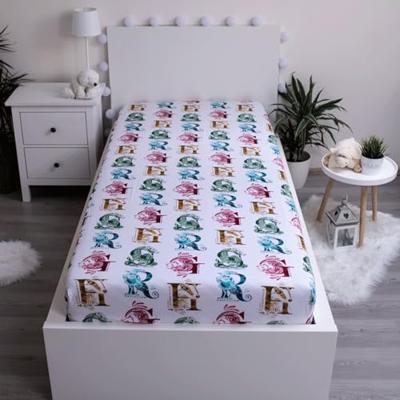 Harry Potter Hoeslaken Wit - Eenpersoons - 90 x 200 cm - Katoen